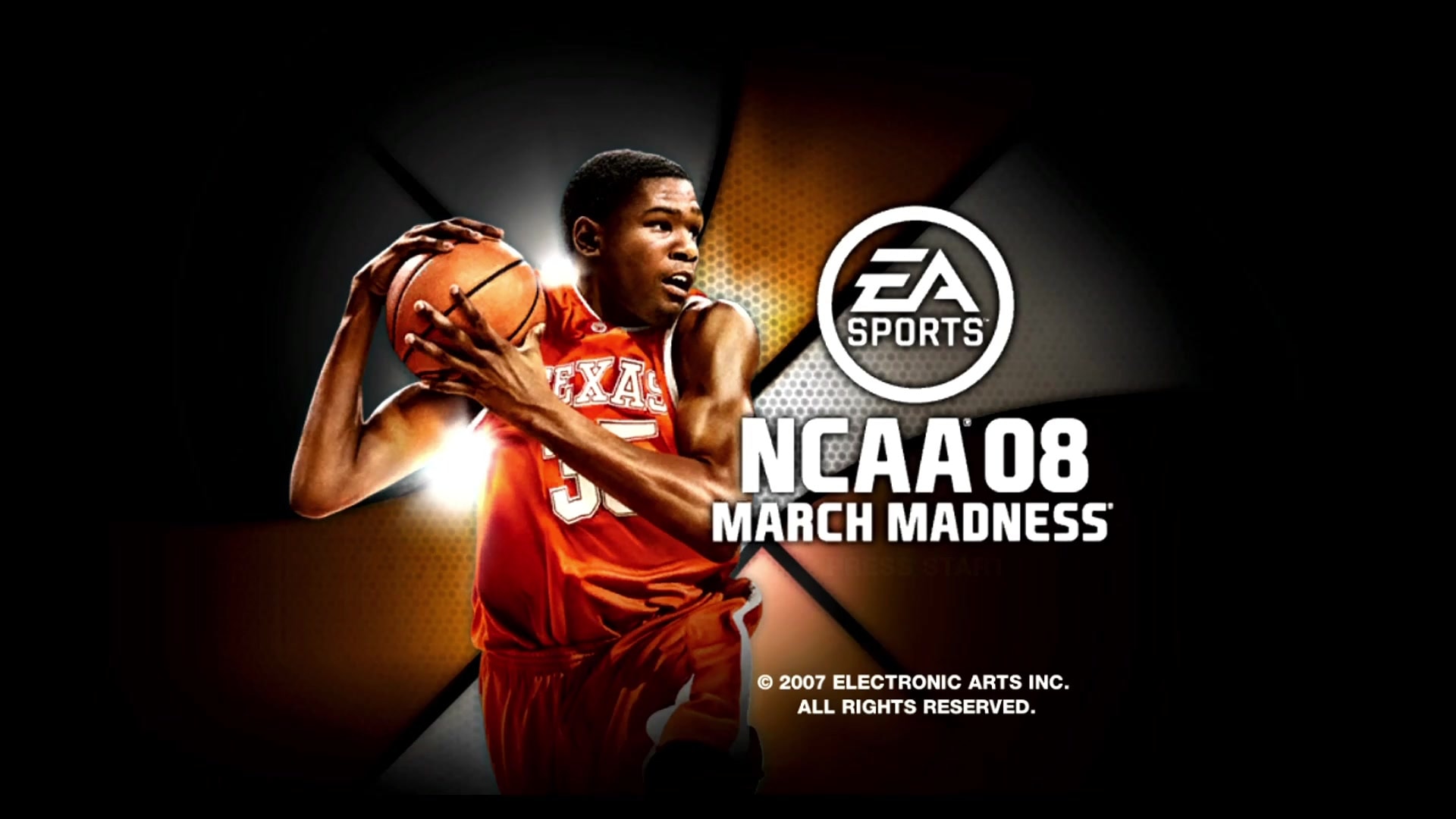 NCAA March Madness 08 title screen for Xbox 360